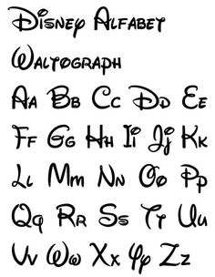 the letters and numbers for disney's alphabet are drawn in black ink on white paper