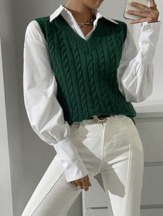 Mode Poses, Mode Inspiration, White Pants, Winter Fashion Outfits, Office Outfits, Looks Vintage