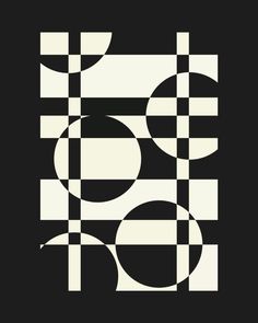 a black and white poster with circles on it