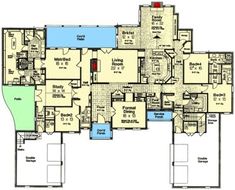 this is an image of the first floor plan for a luxury home with multiple living areas