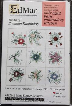 the front cover of edmar's cross stitch pattern book, featuring different flowers