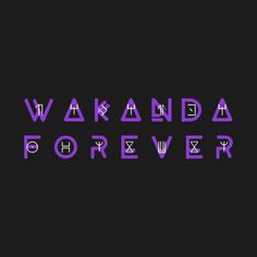 the words wakada forever written in purple and black on a dark background with white letters