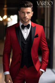 >>ORIGINAL ARTWORK AND CONTENT, PLEASE DO NOT COPY<< Men Suits, Suits For Man, Dapper: Classic Red Tuxedo Suit for Men - Premium Quality Formal Wear- Formal Attire, Formal Fashion Slim Fit Suit, Formal piece Wedding Suit, Double Breasted, Formal Fashion Slim Fit Suit. Elevate your style with our timeless Red Tuxedo Suit, a statement piece that seamlessly blends sophistication and boldness. Crafted with precision and attention to detail, this premium formal wear is designed to make a lasting impression at any special occasion. 🌟 Unmatched Elegance: Stand out from the crowd with the rich, vibrant red hue that exudes confidence and style. 👔 Superior Quality: Tailored to perfection, our tuxedo suit is made from high-quality materials, ensuring comfort and durability for a night of celebratio Red And Gold Wedding Suits Men, December Wedding Tuxedo, Grooms Red Suit, Black And Red Wedding Suit For Groom, Suits Men For Prom, Groom In Red Suit, Dark Red Tuxedo Wedding, Red And White Tuxedo For Men Wedding, White And Red Tuxedo Wedding