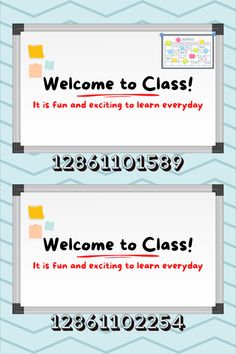 two signs with the words welcome to class on them