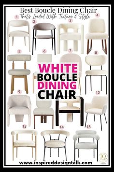 boucle dining chair Boucle Chair Dining, Dining Chair Ideas, Boucle Dining Chair, Boucle Chair, Save Or Splurge, Dining Room Decor Modern, Comfortable Accent Chairs, Accent Chair Bedroom, Statement Chairs