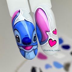 Stitch Nails, Disney Nail, Nail Painting, Nail Paint