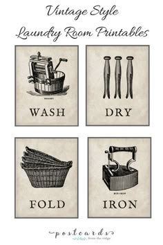 four vintage laundry room printables