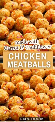 chicken meatballs with carrots and cauliflower on top