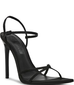 Shop for Steve Madden Stellina Satin Strappy Point Toe Dress Sandals at Dillard's. Visit Dillard's to find clothing, accessories, shoes, cosmetics & more. The Style of Your Life. Black Prom Heels, Black Heels Strappy, Clothes With Quotes, Black Heels Prom, Singles Inferno, Prom 2025, Black Strap Heels, College Clothes, Shoes Outfit Fashion