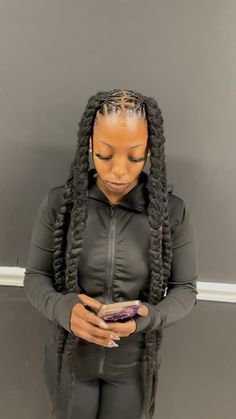 Jumbo braids ❤️‍🔥 #womenlocs #womenlocstyles #atllocs #dmvlocs #dmvloctician #extendedstyles #dmvloctician #dmvlocstylist #dmvlocstyles… | Instagram Jumbo Twists Over Locs, Locs In Braids, 2 Braids With Locs, Winter Loc Styles, Jumbo Braids Over Locs, Hair Styles Over Locs, Extended Loc Styles, Braids Over Locs Protective Styles