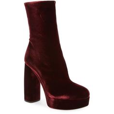 Women's Miu Miu Platform Block Heel Boot ($975) ❤ liked on Polyvore featuring shoes, boots, burgundy velvet, miu miu, platform shoes, burgundy shoes, velvet shoes and miu miu boots Red Velvet Boots, Miu Miu Platform, Red Heel Boots, Short Heel Boots, Burgundy Boots Ankle, Cl Fashion, Mode Shoes, Velvet Ankle Boots, Burgundy Heels