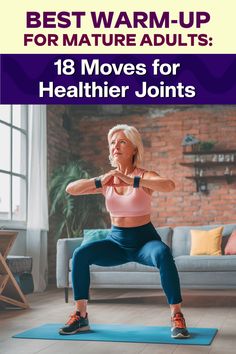 Mature woman doing her warm-up at home. Over 50 Fitness Motivation, Exercise Older Women, Pilates For Older Women, How To Get More Energy After 50, Dynamic Warm Up, Skeletal Muscle, Healthy Joints, Health Habits