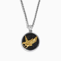 Men's 925 Sterling Silver and Yellow Gold Eagle Pendant Eagle Pendant, Gold Eagle, Effy Jewelry, 925 Sterling Silver, Yellow Gold, Pendant Necklace, Sterling Silver, Yellow, Pendant