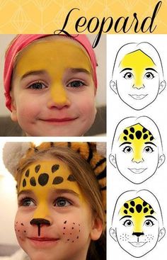 Leopard Face Paint, Carnaval Make-up, Diy Face Paint, Obličejové Masky, Face Painting Tutorials, Leopard Face, Carnival Makeup, Face Painting Easy, Kids Face Paint