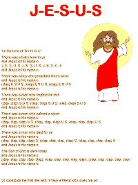 an image of jesus in red and white with the words jesus - us on it