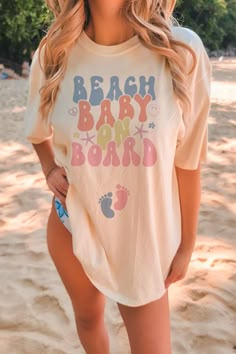 Beach Maternity Outfits Casual, Fourth Of July Beach, Maternity Beach Wear, Summer Pregnancy Announcement, Beach Maternity, Summer Pregnancy, Nautical Baby Shower, Pregnancy Announcement Shirt