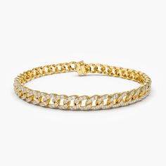 14k 4.8MM Diamond Cuban Link Bracelet – FERKOS FJ Layering Diamond Necklaces, Cuban Bracelet, Cuban Link Bracelet, Bracelet Diamond, Link Design, Gold Armband, Bracelets Gold Diamond, Gold Bracelet For Women, Bracelet Online