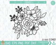 the flower bouquet svg files are available for use on crafts and papercrafting