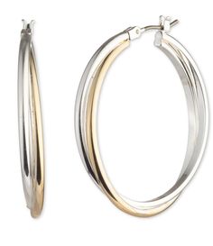 From Lauren Ralph Lauren&#x2C; these earrings feature:Hoop earringsTwo toneBrassClick top closureApprox. 1.4" drop; 0.17" widthImported. Ralph Lauren Style, Accessories Jewelry Earrings, Dillard's, Lauren Ralph Lauren, Two Tone, Gifts For Mom, Silver Bracelet, Gold Bracelet, Jewelry Accessories