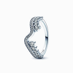 Hand-finished in sterling silver, our Sparkling Asymmetric Wave Ring features a wave-inspired pav� band accented with a split row of prong-set stones along one side. Descending in size, the stones create a ripple effect that looks elegant on its own or stacked with another Sparkling Wave Ring. Ripple Effect, Bracelet Pandora, Wave Ring, Pandora Rings, Pave Band, Bagan, Pink Ring, Diy Schmuck, Pandora Jewelry