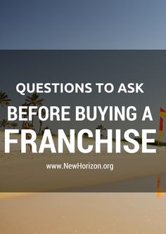 a beach with palm trees and the words questions to ask before buying a franchse