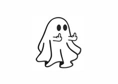 a black and white drawing of a ghost