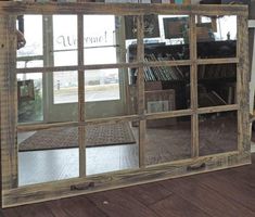 Homesteader 12 Pane Extra Large Barnwood Window Mirror Shutter Mirror, Window Pane Mirror, Rustic Mantel, Farmhouse Window, Rustic Window, Country Wall Decor, Farmhouse Windows, Rustic Mirrors, Window Mirror