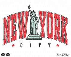 the new york city logo is shown in red and white