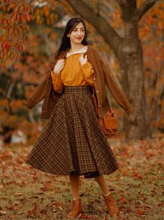 Thanks for @aoikinoko_bluemushroom wearing Xiaolizi 's plaid wool skirt. DETAILS: * 30% wool, 30% fiber, 40% polyester * fully satiny liner * Two side pockets * back zip closure * pleated skirt, circle skirt * High waist skirt * below the knee skirt * Perfect for Winter, autumn * Lean More about the items From the FAQs on the page bottom * More plaid: https://etsy.me/47FgZOr CUSTOM MADE SERVICE If you * Change other color * Can't find your size in our size Chart * Change the Style * Change the l Appalachian Fashion, Vintage Plaid Skirt Outfit, Plaid Clothes, Fall Picnics, Brown Clothing, Cute Autumn Outfits, Retro A-line Skirt For Winter, Autumn Academia, 90s Winter Fashion