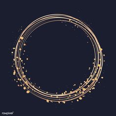 a gold circle frame on a black background with dots in the shape of an oval