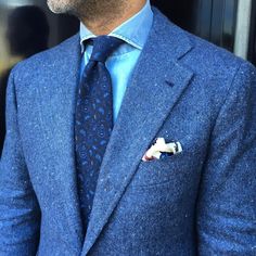 Donegal in blue More Pins Like This From FOSTERGINGER @ Pinterest Blue Tweed Wedding Suits, Male Suits, Blue Tweed Jacket, Tweed Wedding, Tweed Wedding Suits, Gentlemans Guide, Royal Blue Suit, Tweed Jackets, True Summer