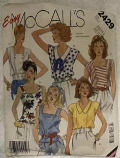 VTG CUT McCall’s 2429 Misses Top Sewing Pattern Sz SM 10-12 | eBay Sleeveless Top Pattern, Retro Sewing Patterns, Sewing Tops, Robes Vintage, Top Sewing, Mccalls Sewing Patterns, Top Sewing Pattern, Easy Sewing Patterns, Mccalls Patterns