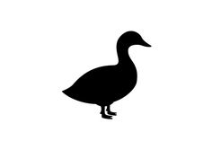 a black and white silhouette of a duck