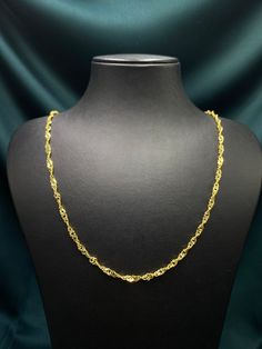 14k All Real Yellow Gold Singapore Rope Sparkle Chain Necklace, 1,5mm Men Women Unisex, 16'' - 24'' Inch Chain Minimalist Jewelry  PAY ATTENTION-1: Under cheap price does not mean good quality. Good quality product will not cause you any trouble in the future. That's why we, as Edda Jewelry, give priority to the quality. Our products are first quality. This is our difference from the others. Our paperclip chains are heavier then the others. Heavy means more stronger. Hence, We DO NOT want to pro Mens Gold Chain Necklace, Chain Gold Necklace, Gold Necklace For Men, Twisted Chain, Real Gold Jewelry, Gold Jewelry Stores, Gold Armband, Gold Chains For Men, Gold Bracelet For Women