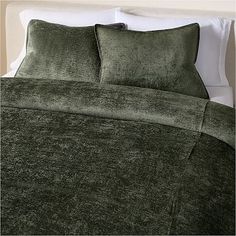 Striated Chenille Duvet Cover & Shams | West Elm Chenille Bedding, Green Duvet Cover, Duvet Cover King, Green Duvet, Green Duvet Covers, Green Bedding, Colorado Homes, In The Bedroom, The Bedroom