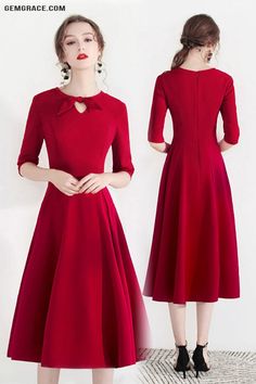 Modest Aline Red Semi Party Dress With Retro Bow Ref#HTX97023 at GemGrace. #HomecomingDresses Shop now to get $10 off. Pro custom-made service for wedding dress, formal dress. View Homecoming Dresses,Red Homecoming Dresses,Simple Homecoming Dresses,Burgundy Homecoming Dresses,Modest Homecoming Dresses,Semi Formal Dresses for more ideas. Click to shop now! #BuyableHomecomingDresses Elegant A-line Christmas Dress, Cocktail A-line Midi Dress With Bow, Red A-line Midi Dress For Banquet, Elegant Red Fit And Flare Dress, Elegant Red Fit And Flare Midi Dress, Elegant A-line Midi Dress With Bow, Evening A-line Midi Dress With Bow, A-line Cocktail Dress For Christmas, Formal Holiday Dress With Bow