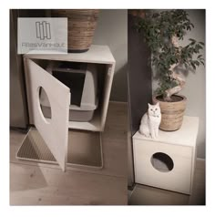 Kattenbakombouw Cat Litter Box Closet, Ikea Hacks Cat, Litter Box Ideas, Diy Litter Box, Cat Tree Plans, Katt Diy, Japandi Home Decor, Closet Organisation, Katt Grejer