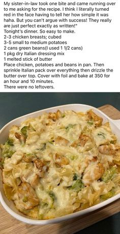 a casserole dish with broccoli and chicken in it