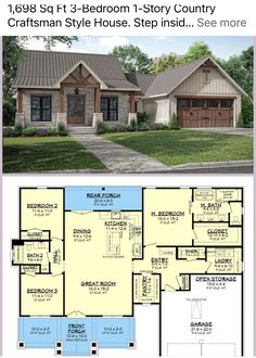 two story house plans with an open floor plan for the front and back of the house