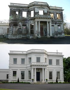 before and after photos of an old house