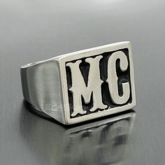 316L Stainless Steel Inital Mc Ring Silver Motorcycle Men's Biker Band Jewelry Silver Motorcycle, Motorcycle Men, Biker Rings, 2023 Vision, Initial Ring, Band Jewelry, Ring Color, Ring Silver, Ebay Fashion