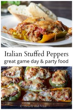 italian stuffed peppers are great game day and party food for the whole family to enjoy