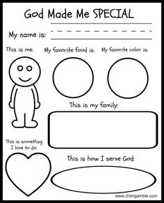 the worksheet for god made me special