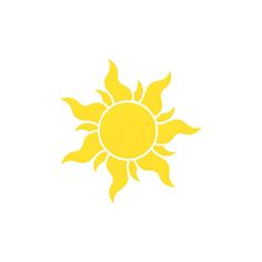 a yellow sun logo on a white background