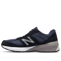 The New Balance 990v5 Made In USA 'Navy' is a sleek and stylish take on the classic 990 running shoe. This updated version features a monochrome mesh and suede upper, accented with a semi-transparent 'Made in the USA' American flag label on the tongue and reflective 3M applications throughout. The updated ENCAP midsole provides comfortable cushioning and support, making this sneaker ideal for both performance and everyday wear. (SNKR) Usa Navy, Semi Transparent, Running Shoe, American Flag, New Balance, Running Shoes, Made In Usa, Everyday Wear, Sleek