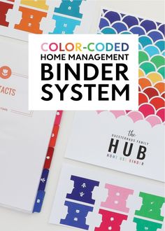 the color code for home management binder system is shown in different colors and shapes