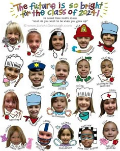 a poster with many different pictures of children's faces and their name on it