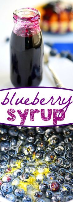 a blueberry syrup jar sitting on top of a table next to a sign that says blueberry syrup