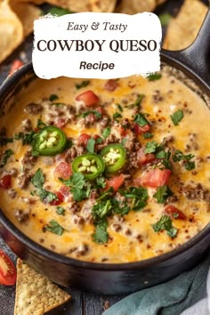 Cowboy Queso - An Organized Chaos Cowboy Caso Dip, Cowboy Rotel Dip, Cowboy Cheese Dip Crockpot, Cowboy Theme Appetizers, Cowboy Dip In Crockpot, Food Day At Work Parties, Spicy Cowboy Queso Dip, Football Game Night Food, Finger Food For Party Ideas