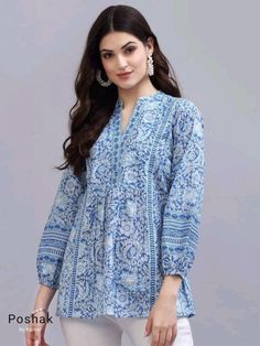 Tunics for daily wear and office wear Short Kurti, Western Wear For Women, Kurta Designs, Floral Print Tops, Cotton Top, Kurti Designs